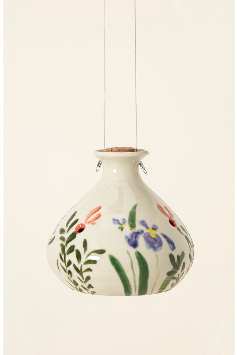 Hand-Painted Porcelain Hummingbird Feeder, Alternate, color, Multi