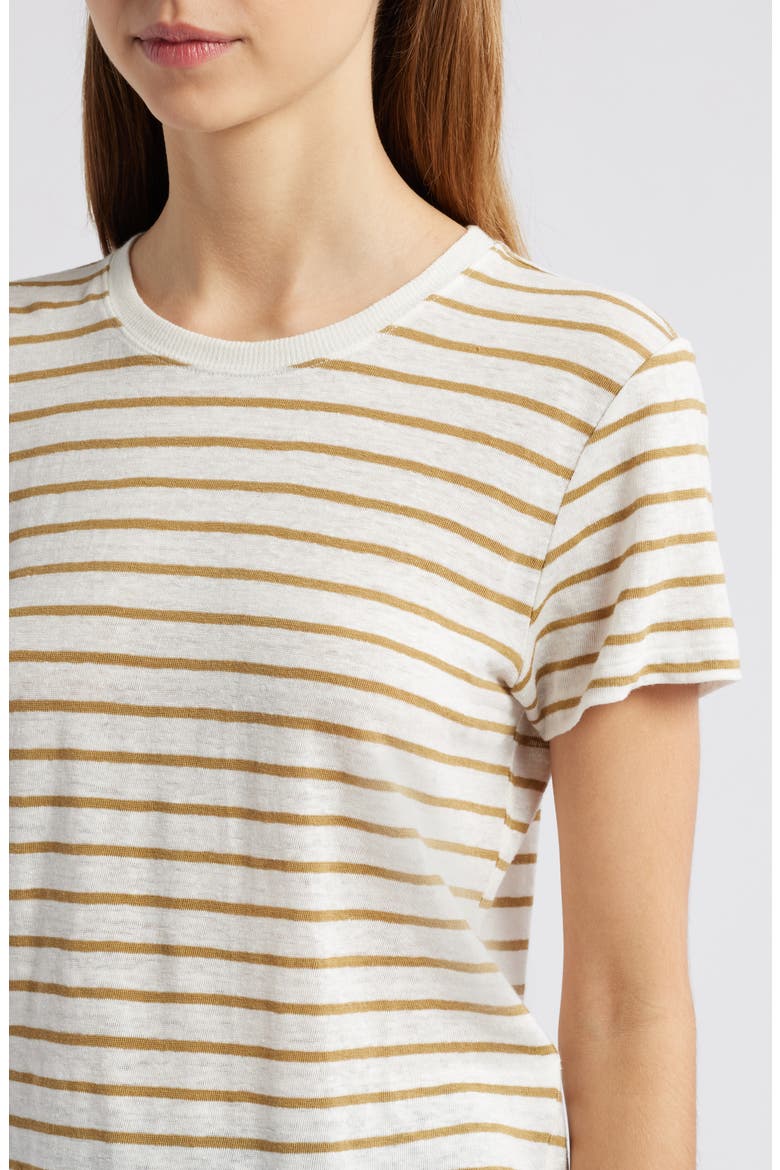 Stripe Linen T-Shirt, Alternate, color, DARK KHAKI MULTI