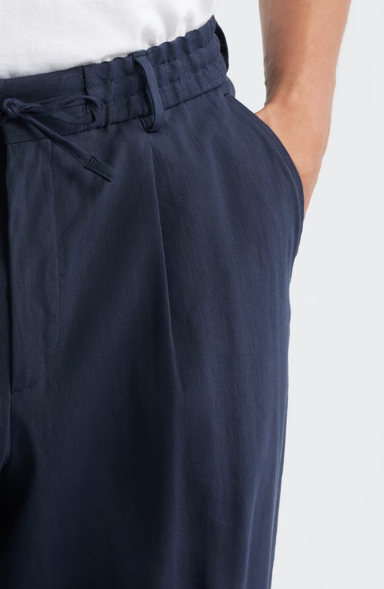 BOSS Perin Linen Blend Drawstring Pants, Alternate, color, Dark Blue