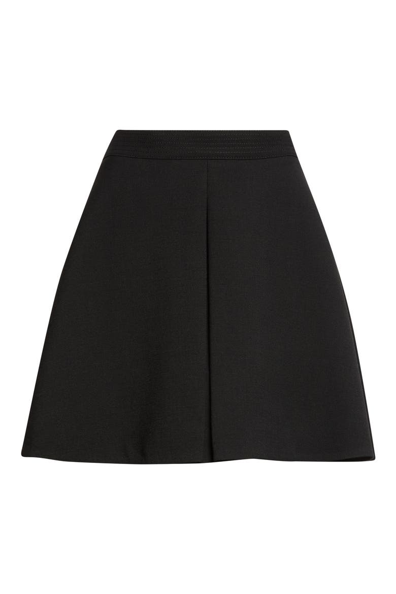 Lightweight Natté Virgin Wool A-Line Skirt, Main, color, BLACK