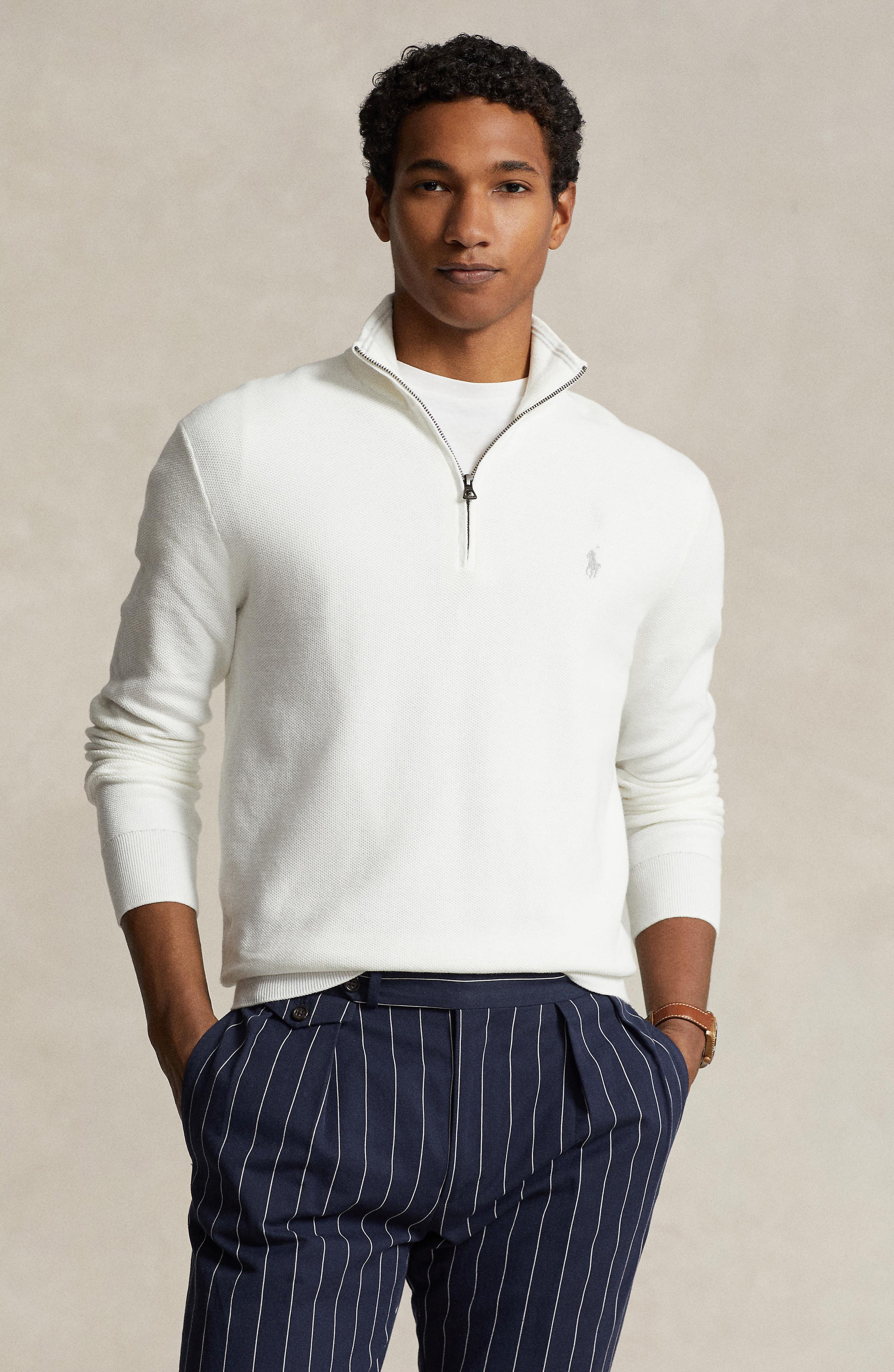 Quarter Zip Cotton Sweater - image 2