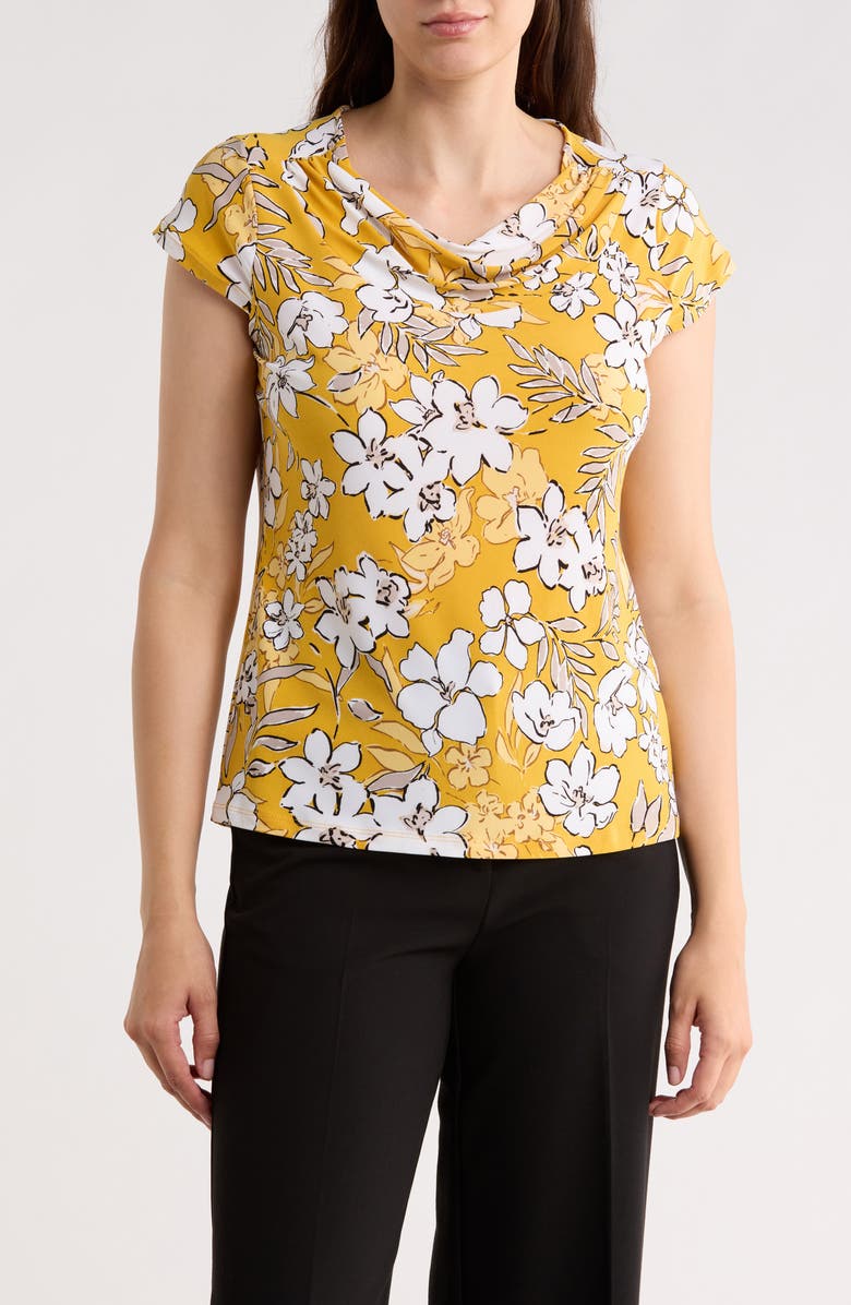 KASPER Cowl Neck Top, Main, color, Butterscotch Multi