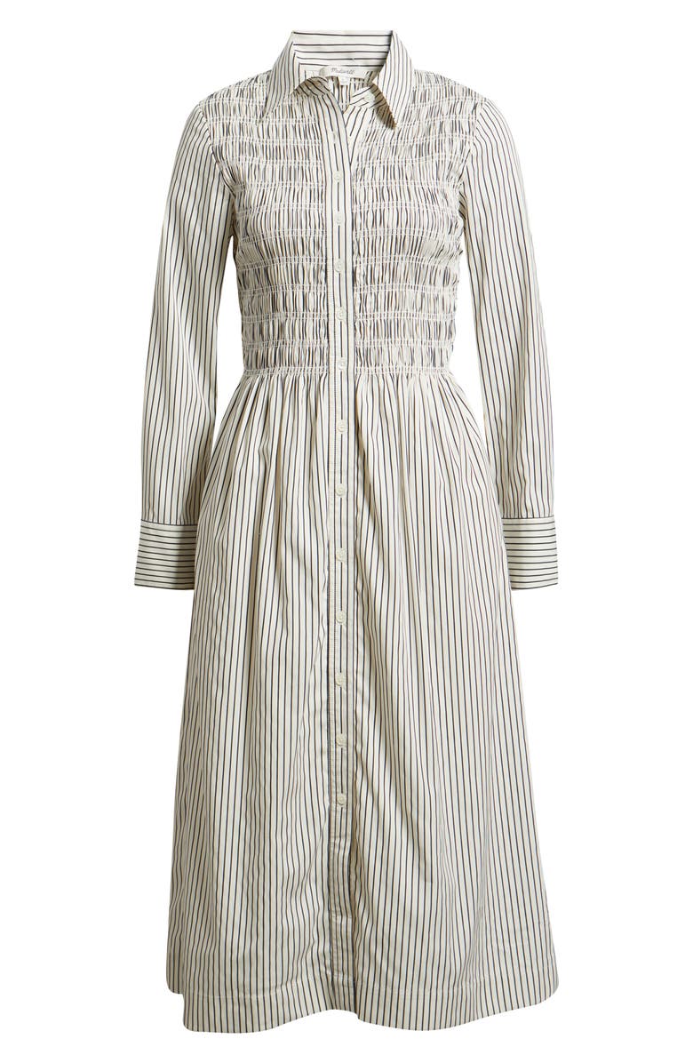 Madewell Smocked Poplin Midi Shirtdress, Main, color, Classic Navy
