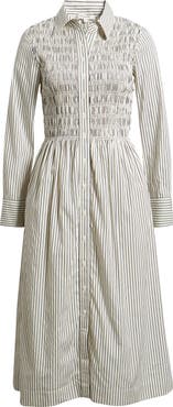Madewell Smocked Poplin Midi Shirtdress