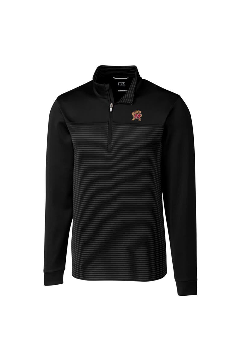Cutter & Buck Men's Cutter & Buck Black Maryland Terrapins Big & Tall Traverse Stripe Half-Zip Pullover Jacket, Main, color,