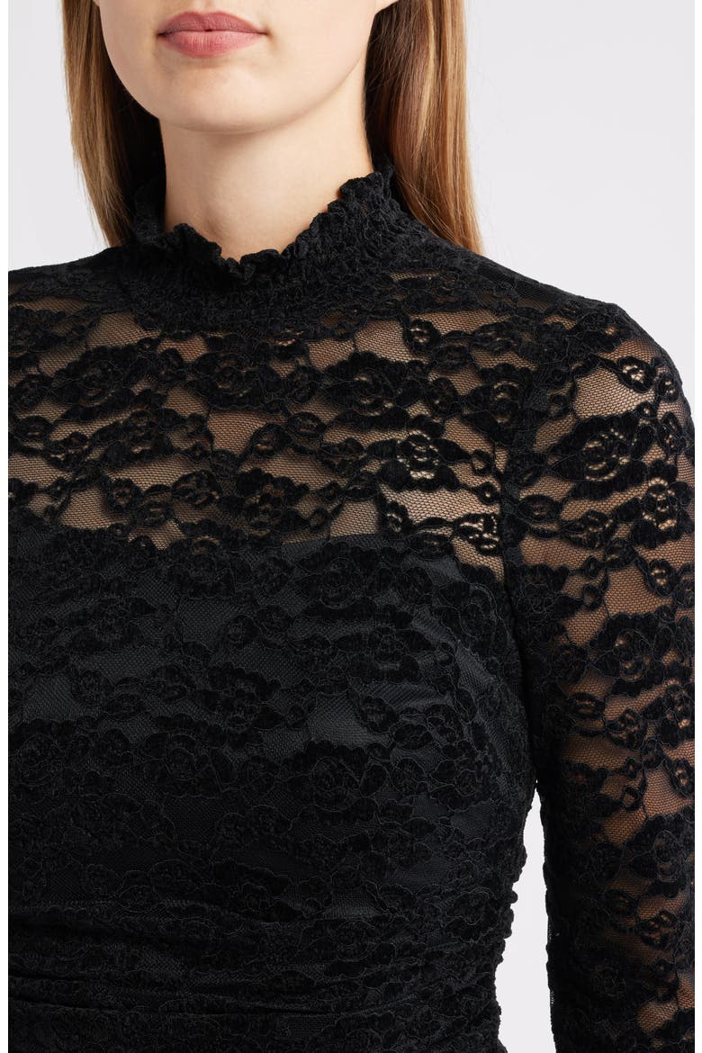 Lace Long Sleeve Body-Con Midi Dress, Alternate, color, BLACK