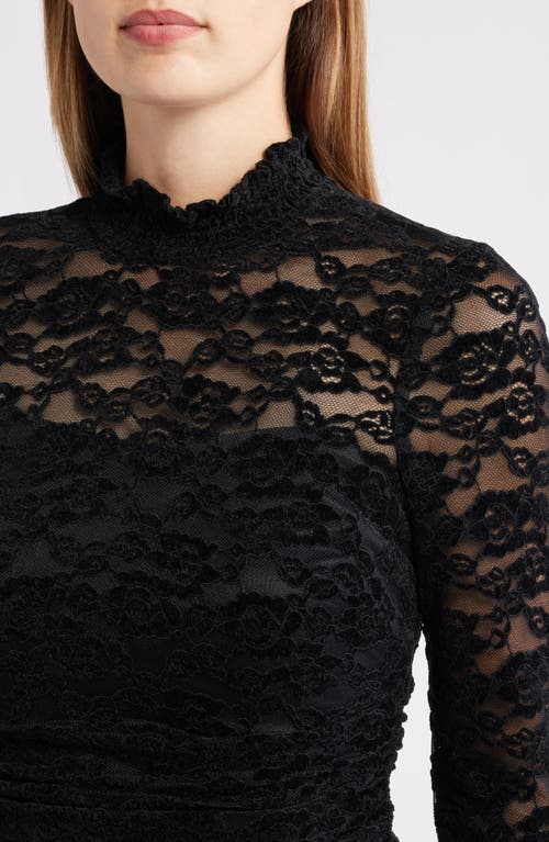 Vince Camuto Lace Long Sleeve Body-con Midi Dress In Black