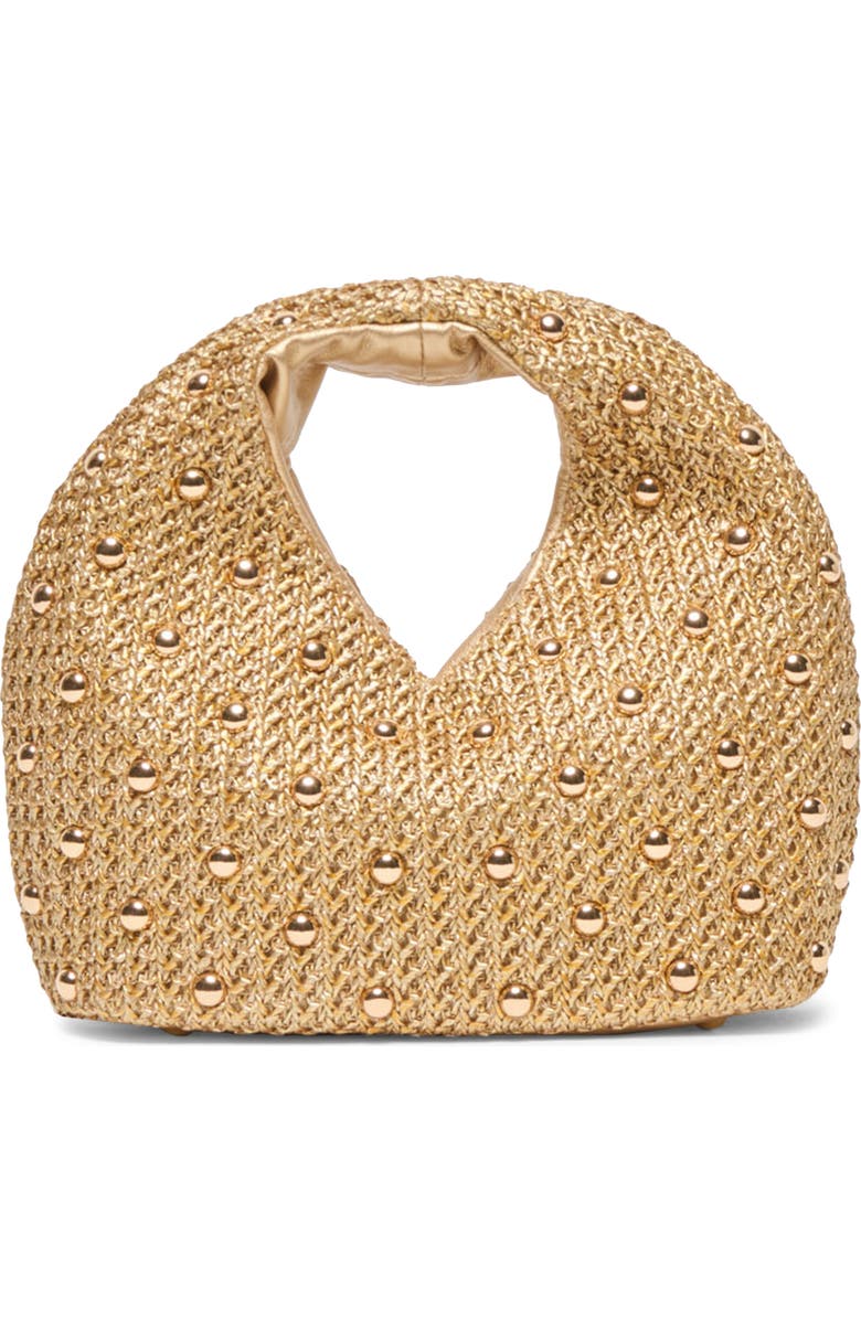 Dolce Vita Dahlia Studded Woven Raffia Handbag, Main, color, Gold