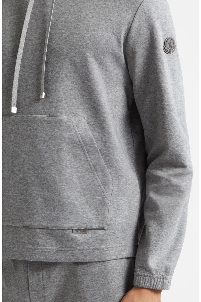 Leather Logo Patch Cotton Blend Hoodie, Alternate, color, MEDIUM GRAY MELANGE