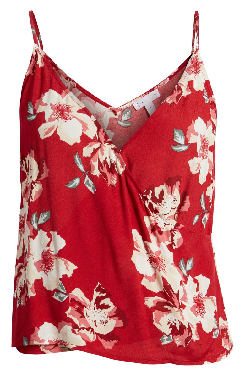 Leith Side Drape Camisole, Alternate, color, Red Chili Bold Floral