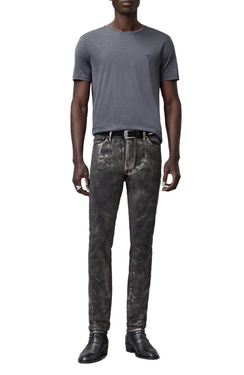 John Varvatos Amato Silk & Cotton T-Shirt, Alternate, color, Silver