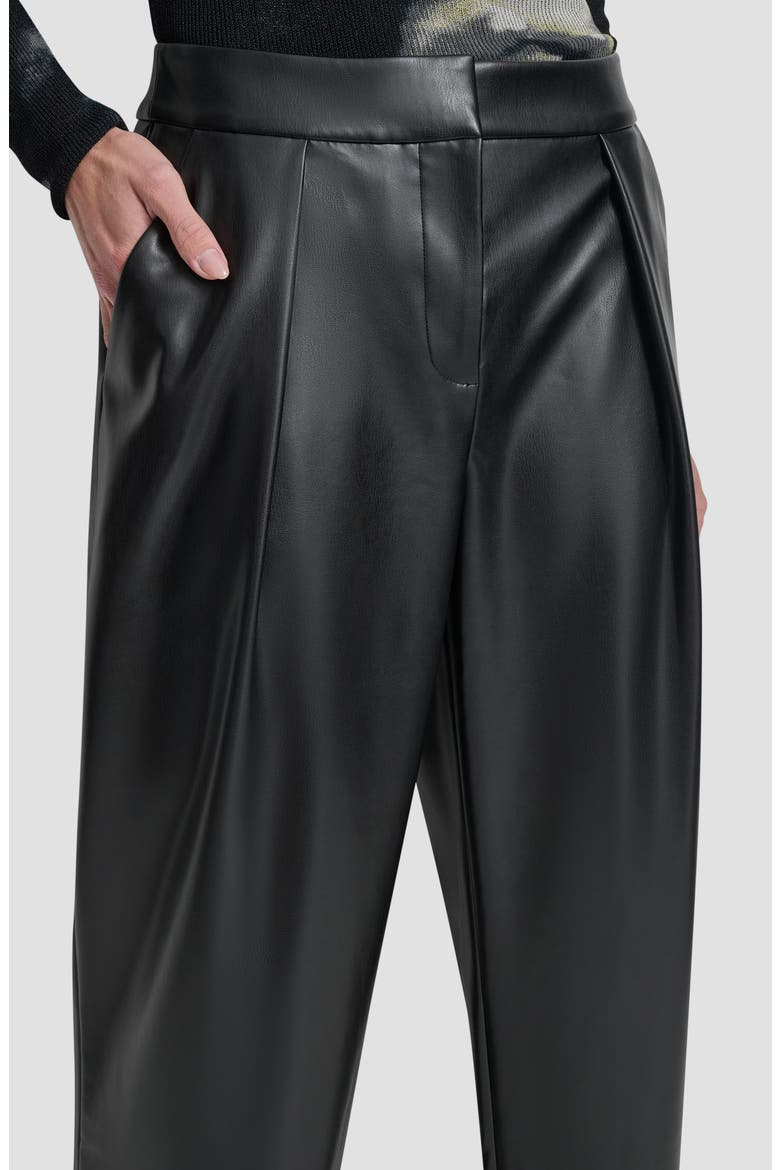 Pleated Faux Leather wide Leg Pants, Alternate, color, BLACK