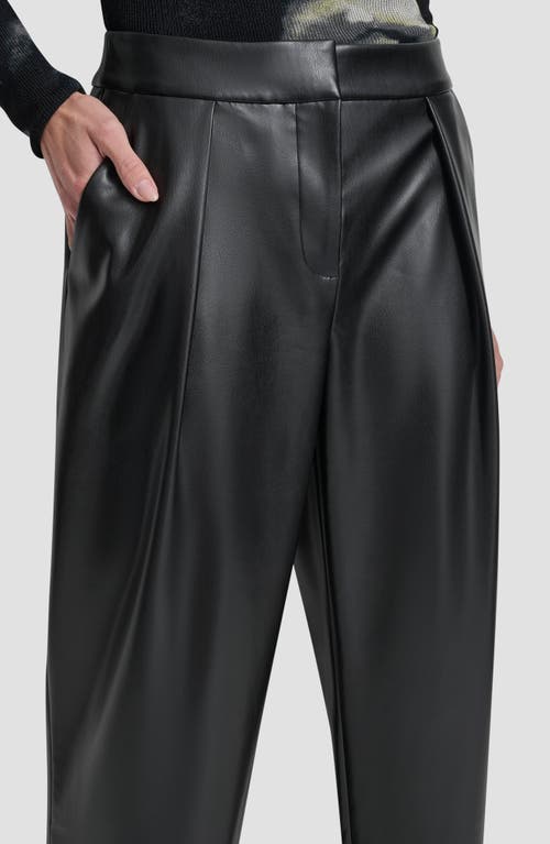 Dkny Pleated Faux Leather Wide Leg Pants In Black