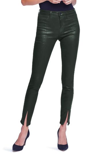 L Agence Womens High Rise Split Ankle Skinny Jeans In Army Coated
