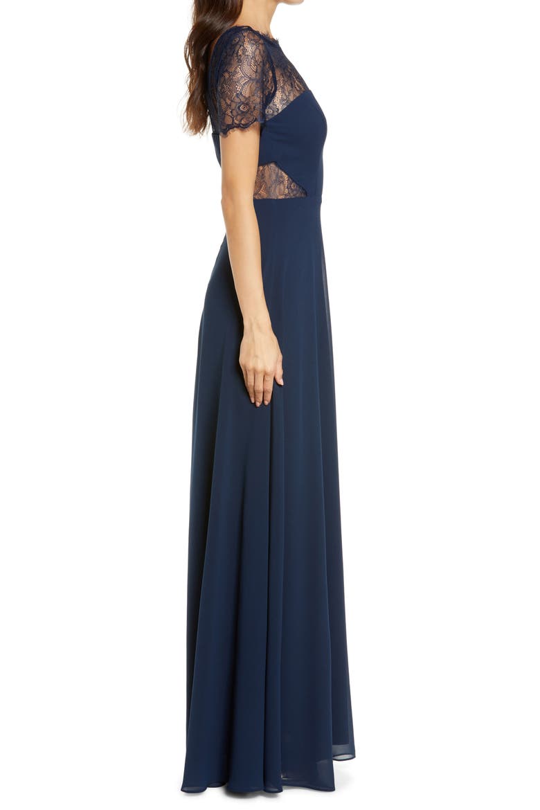 Waiting for Love Lace Gown, Alternate, color, NAVY BLUE