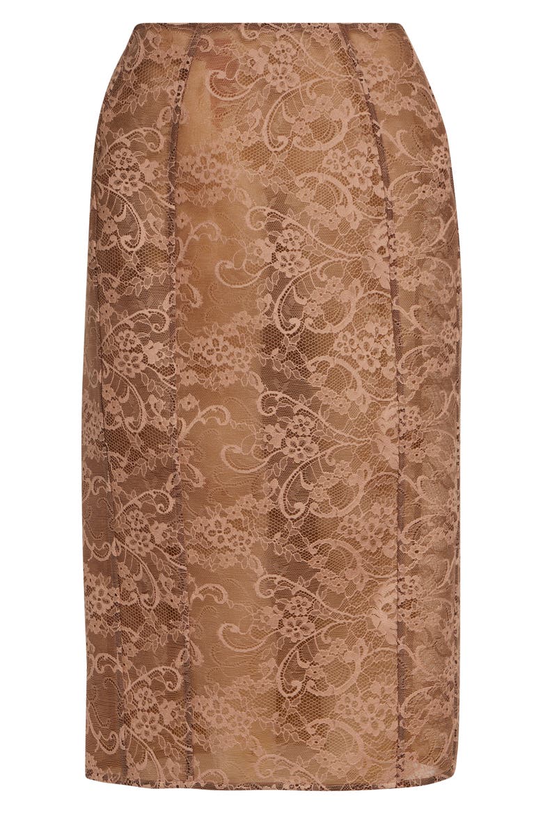 Icasso Sheer Lace Midi Skirt, Alternate, color, BRONZE BROWN