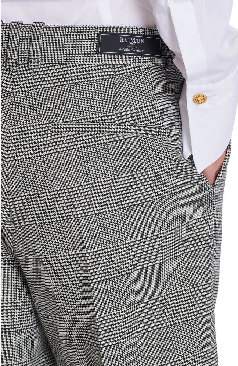 Balmain Darted shorts with Prince of Wales check, Alternate, color, Black