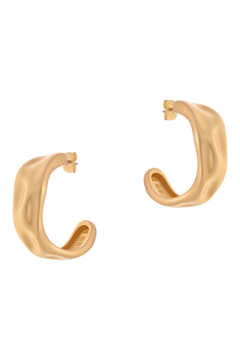 Halle Hammered Hoop Earrings, Alternate, color, GOLD TONE