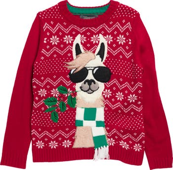 Kids' Xmas Llama Scarf Sweater