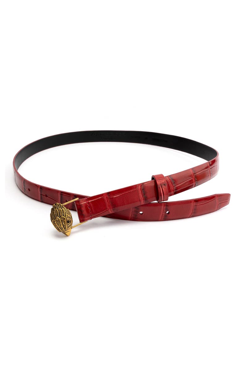 Kurt Geiger London Croc Embossed Leather Belt, Alternate, color, 