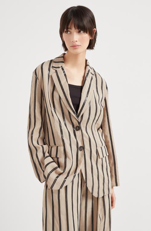 Brunello Cucinelli Dazzling Embroidery Blazer In Coffee