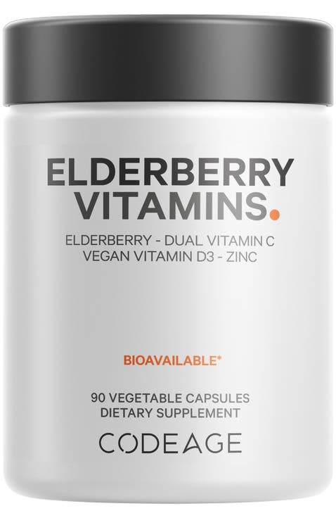 Organic Black Elderberry Supplement + Vitamin C, D3 & Zinc