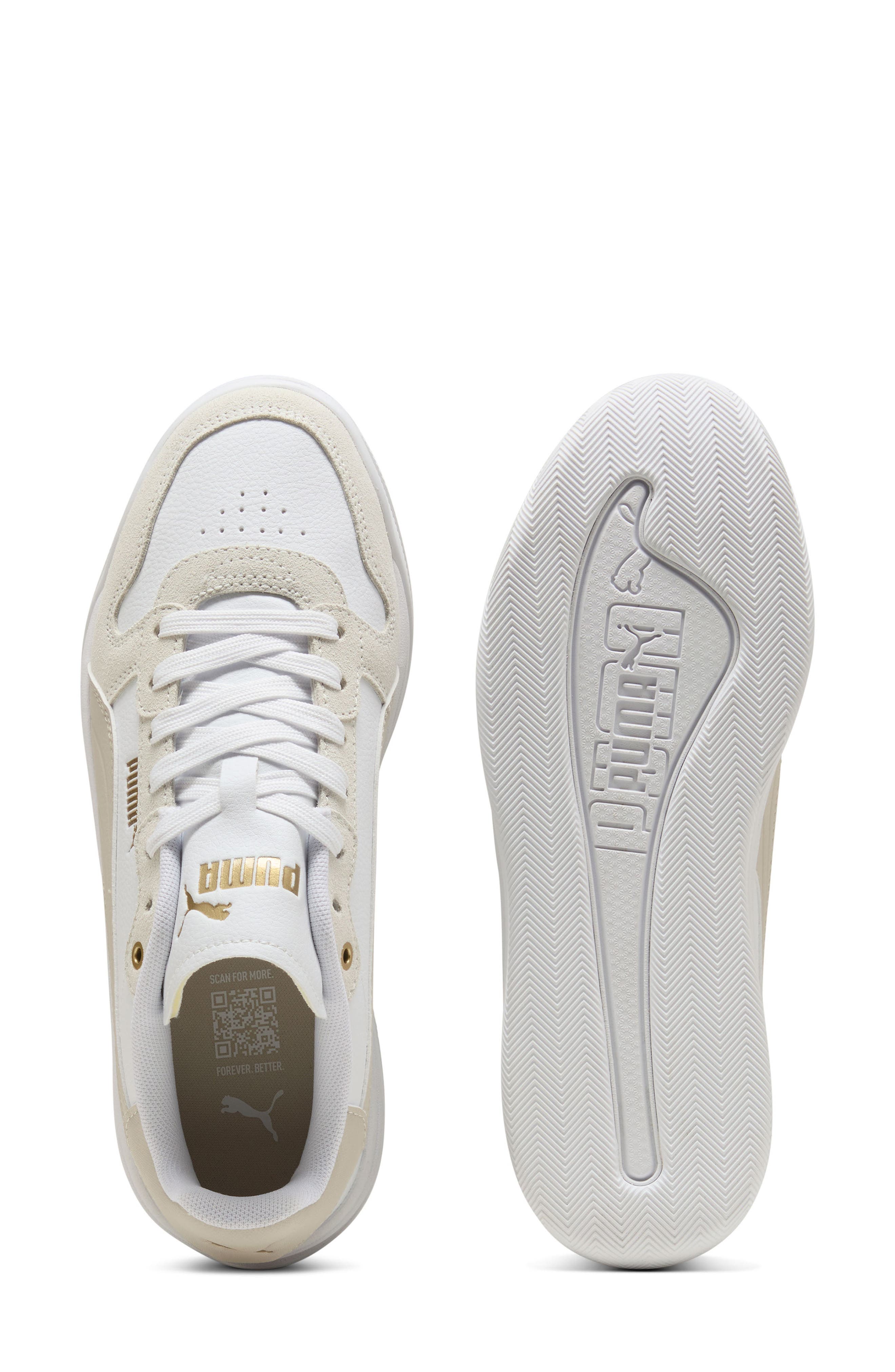 Court Bae OG Platform Sneaker, Alternate, color, PUMA WHITE/ SILVER FOG/ GOLD