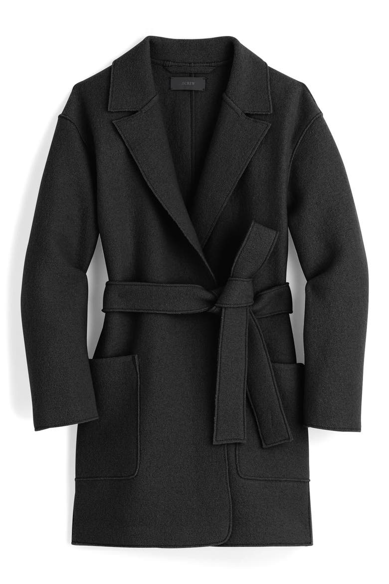 Sabrina Boiled Wool Wrap Coat, Main, color, BLACK