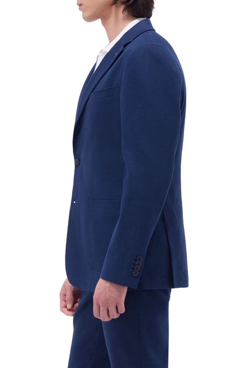 Bugatchi Stretch Linen & Cotton Blend Blazer, Alternate, color, Navy