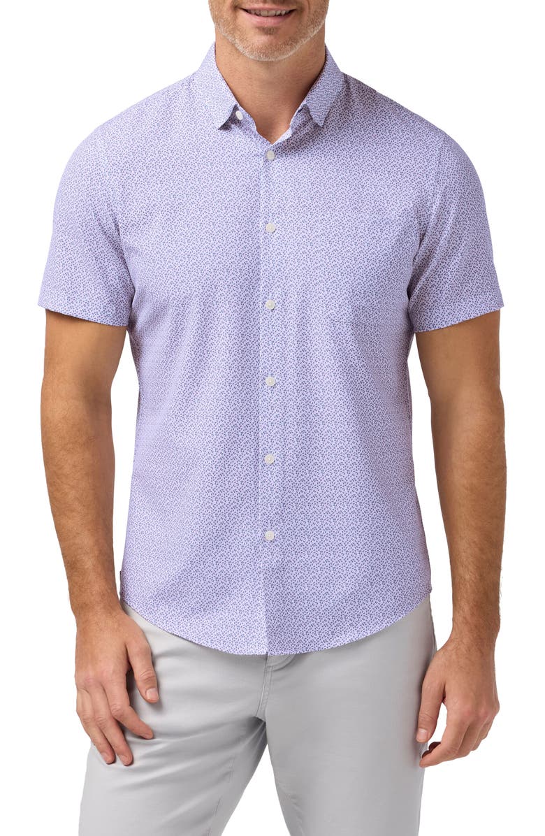 Mizzen+Main Leeward Trim Fit Short Sleeve Performance Button-Up Shirt, Main, color, 