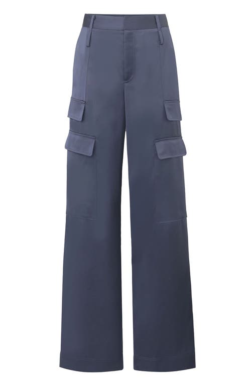 The Noli Shop Milan Satin Cargo Pant In Blue