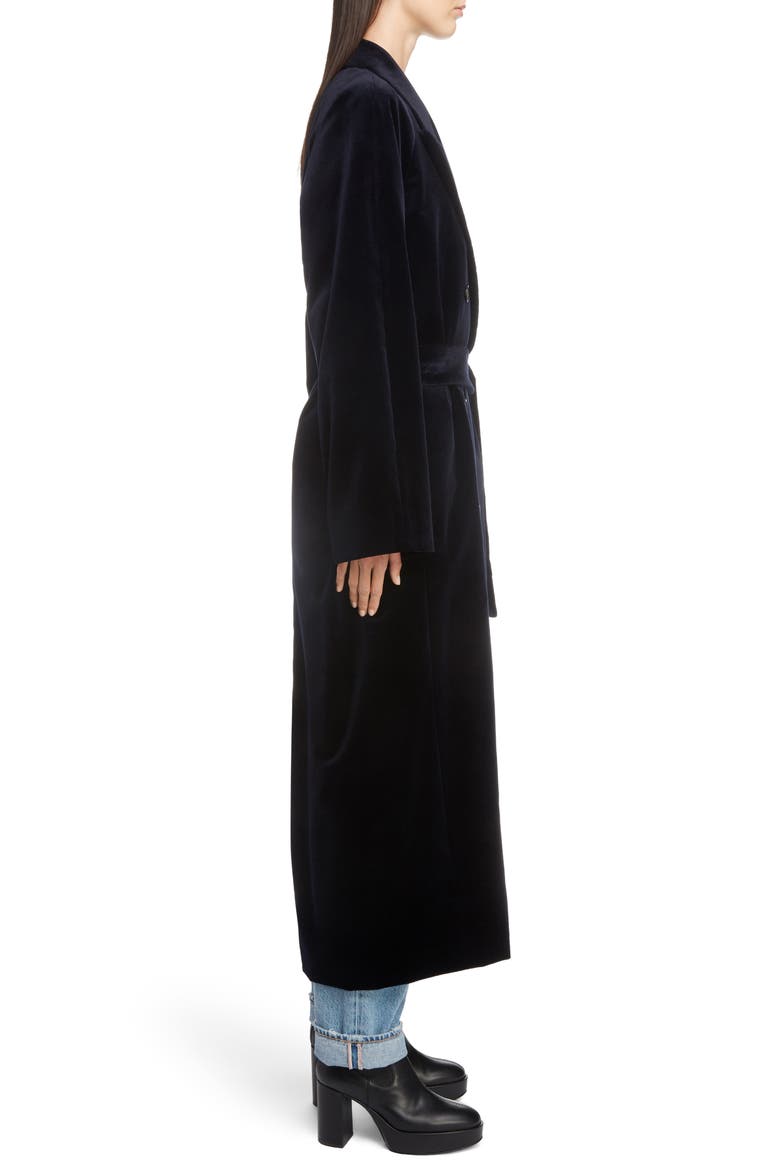 Belted Velvet Coat, Alternate, color, NAVY/BLUE