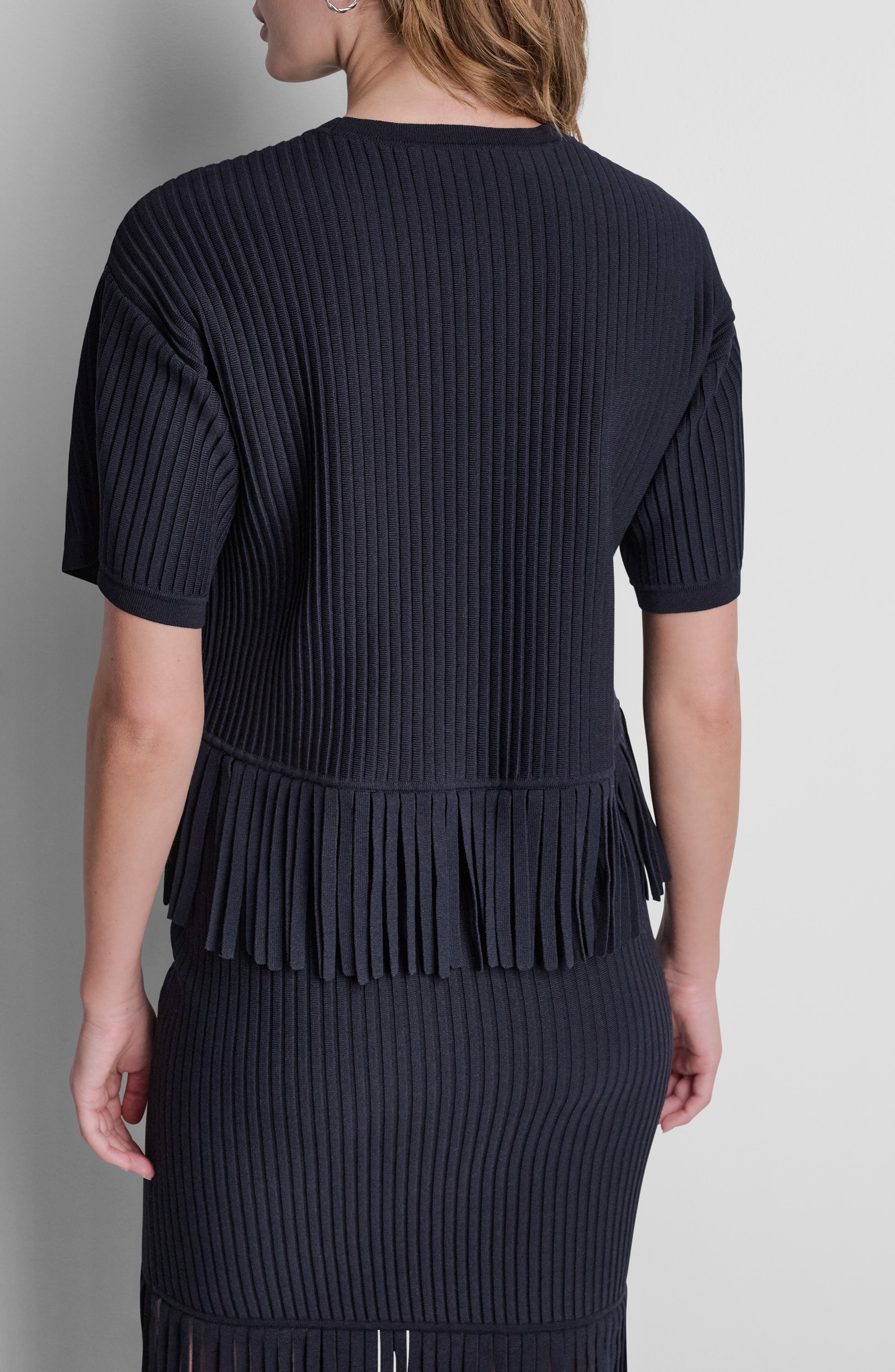 Fringe Short Sleeve Sweater - image 2