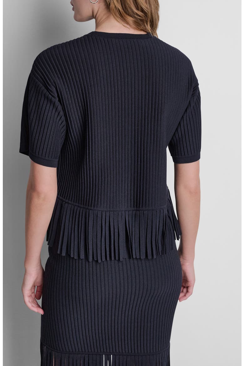Fringe Short Sleeve Sweater, Alternate, color, BLACK