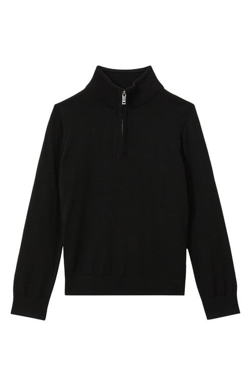 Reiss Kids' Blackhall Quarter Zip Wool Sweater In Black