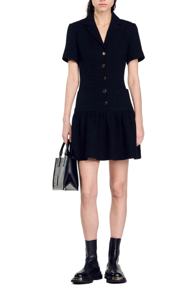SANDRO Short tweed dress, Alternate, color, 