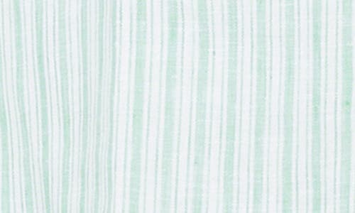 Foxcroft Harley Stripe Linen Button-up Shirt In Sea Mist