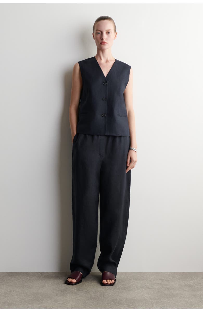COS Linen Vest, Alternate, color, Navy