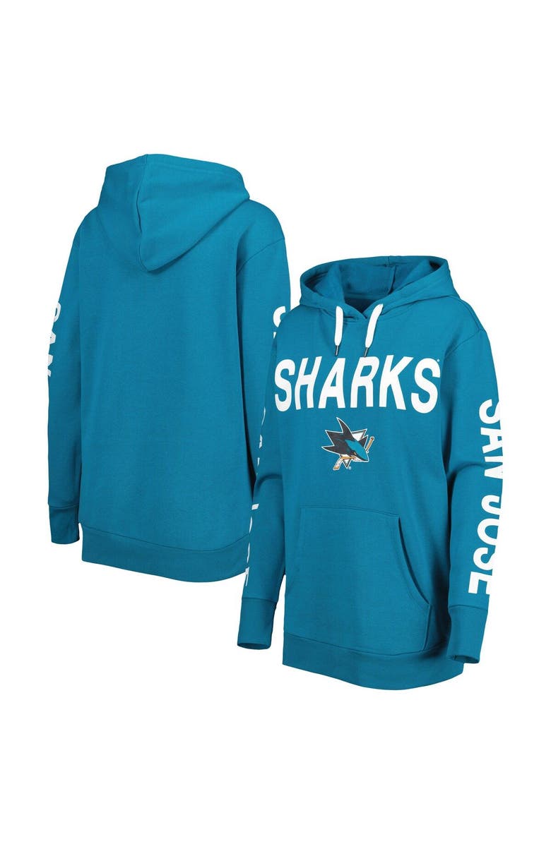 G-III 4HER BY CARL BANKS Women's G-III 4Her by Carl Banks Teal San Jose Sharks Extra Inning Pullover Hoodie, Main, color, Teal