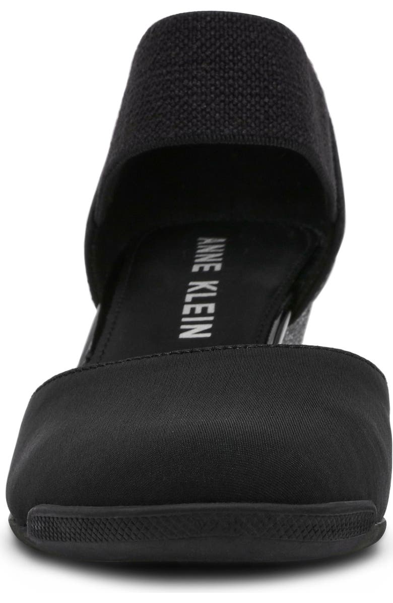 Anne Klein Tiffany Ankle Strap Wedge Pump, Alternate, color, Black Stretch