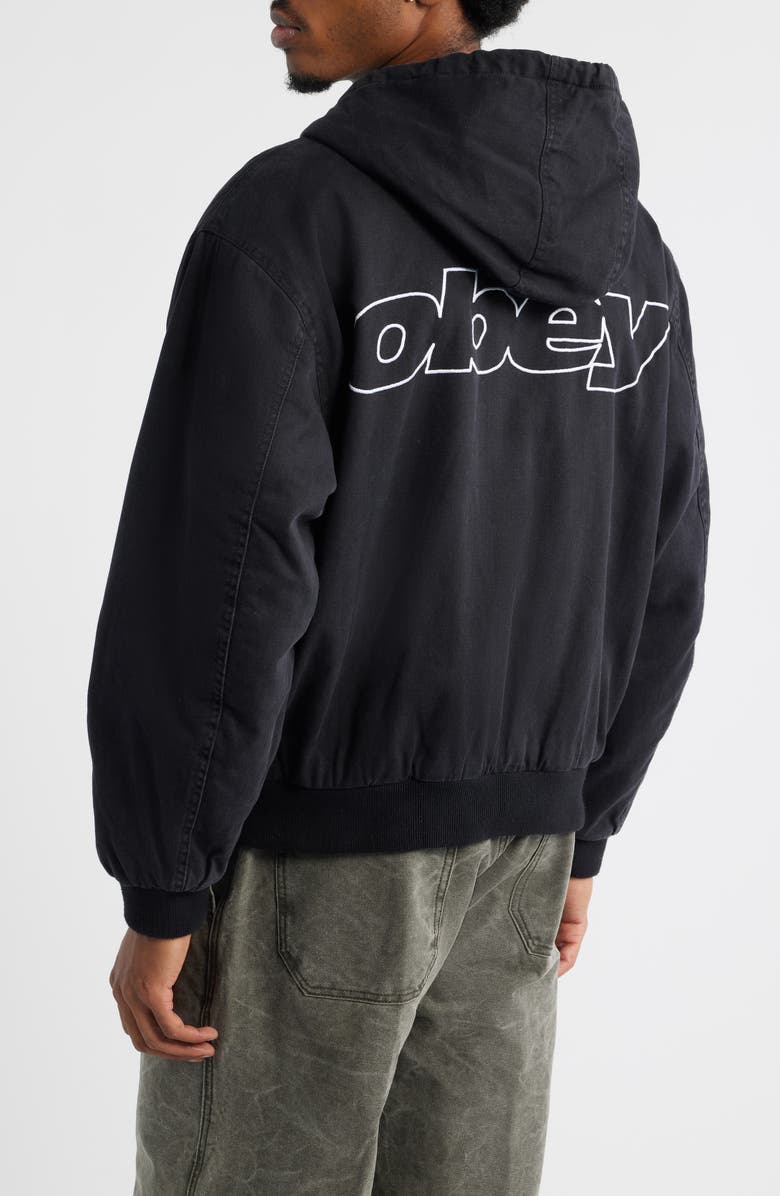 Obey Randy Hooded Cotton Jacket, Alternate, color, Black Faded Wash