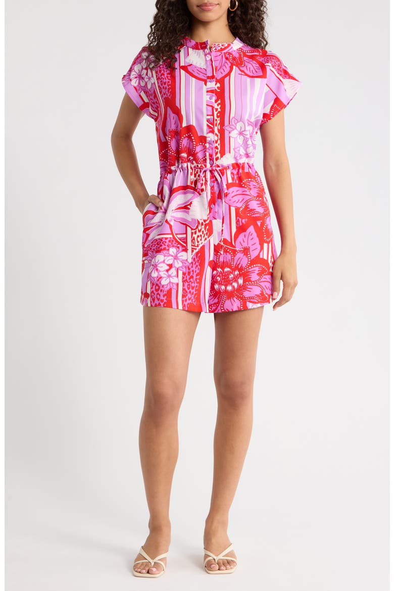 Barba Tropical Petrie Button Up Romper, Main, color, RED-WHITE