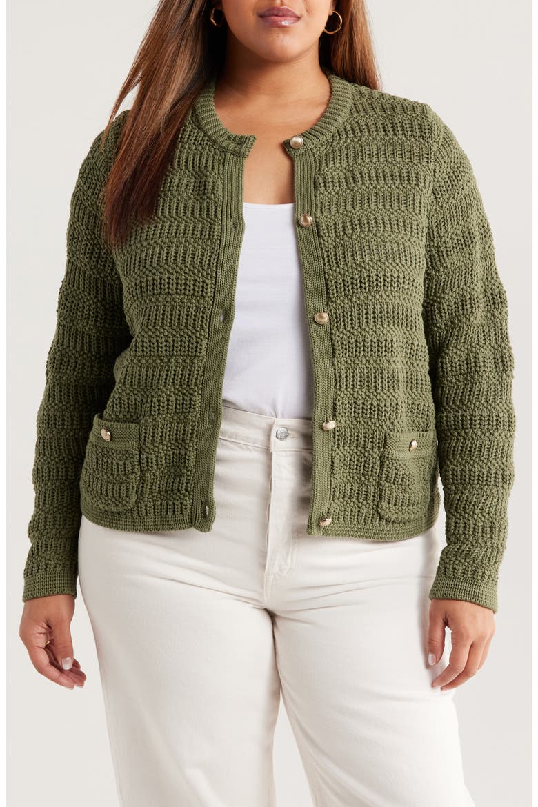 Textured Sweater Jacket, Main, color, GREEN SORREL