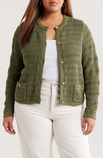Caslon ® Textured Sweater Jacket In Green
