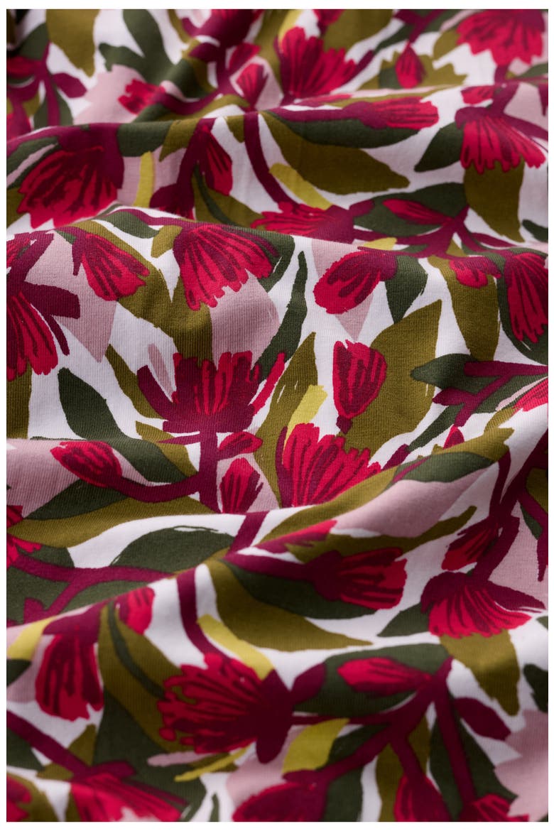 Veronica Floral Stretch Organic Cotton Midi Dress, Alternate, color, ABSTRACT PROTEA CHALK
