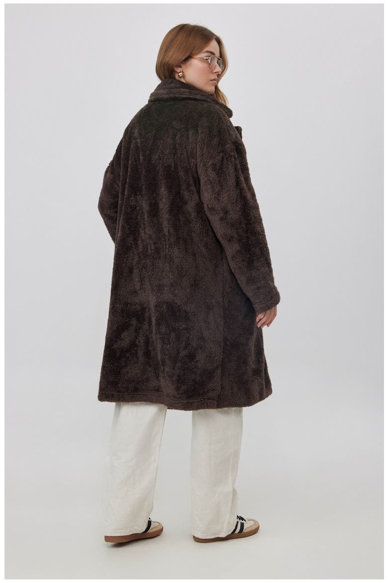 The Long Fleece Lounge Coat, Alternate, color, Chocolate