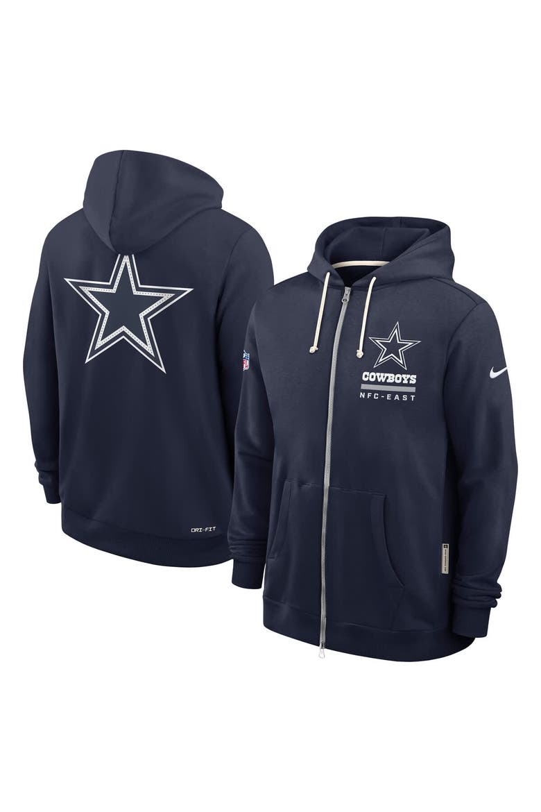 Men's Nike Navy Dallas Cowboys Sideline Standard Issue Utility Player Dri-FIT Full-Zip Hoodie, Alternate, color, Navy