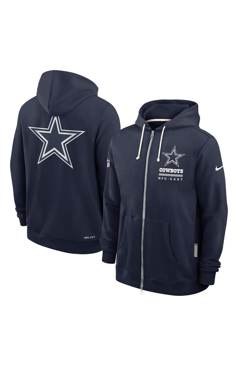Nike Men's Nike Navy Dallas Cowboys Sideline Standard Issue Utility Player Dri-FIT Full-Zip Hoodie, Alternate, color, Navy
