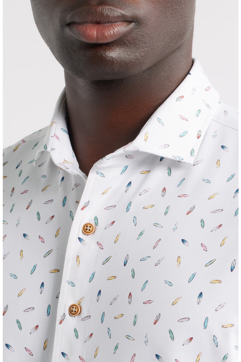 Shortboard Knit Short Sleeve Button-Up Shirt, Alternate, color, WHITE