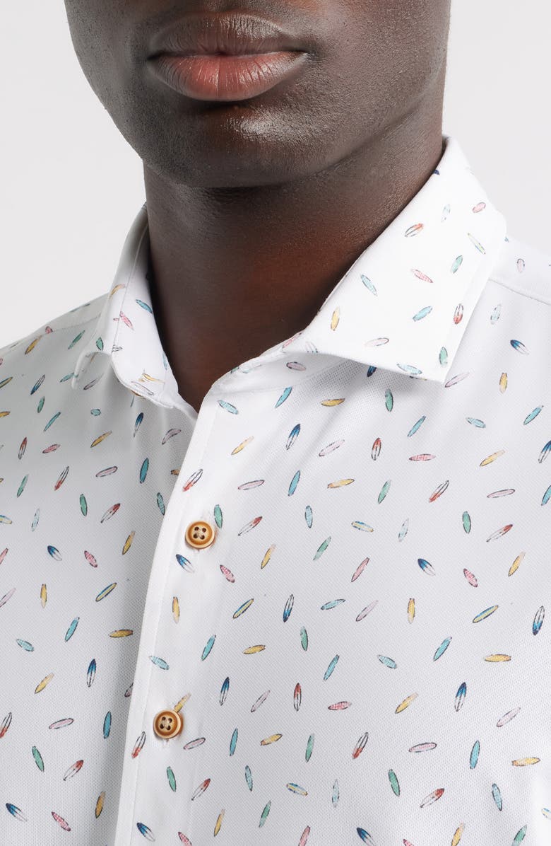 johnnie-O Shortboard Knit Short Sleeve Button-Up Shirt, Alternate, color, White